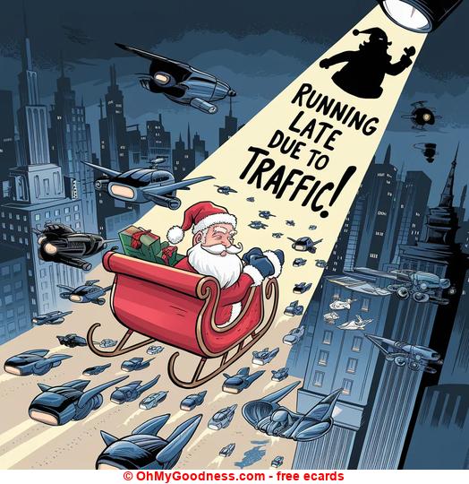 Babbo Natale bloccato nel traffico