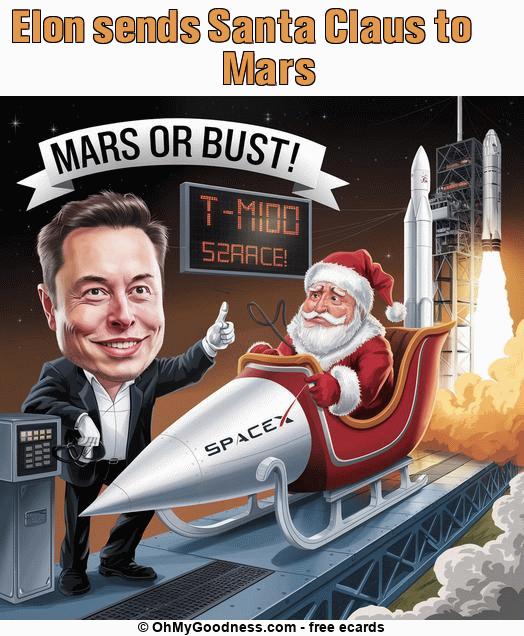 : Elon sends Santa Claus to Mars