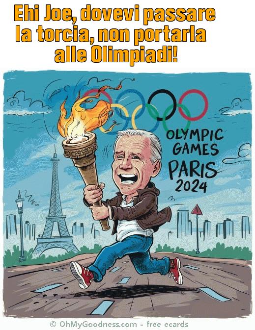 : Ehi Joe, dovevi passare la torcia, non portarla alle Olimpiadi!