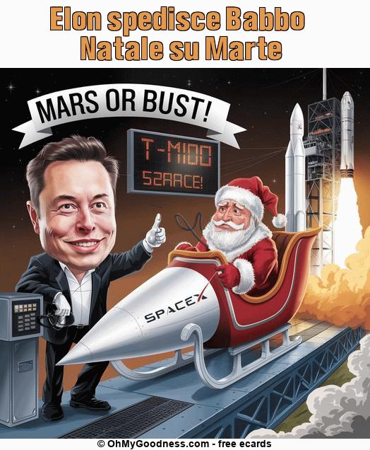 : Elon spedisce Babbo Natale su Marte